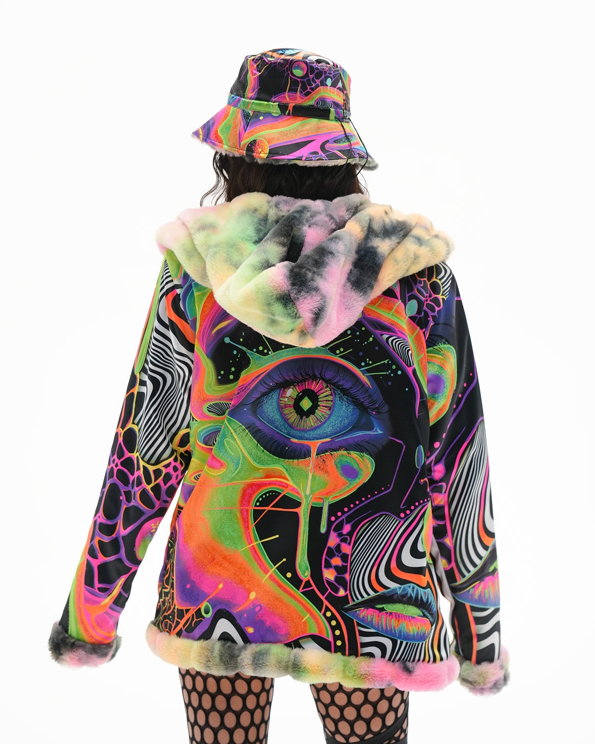 Drip 'n Dose Reversible Faux Fur Jacket – Liquid Dreams