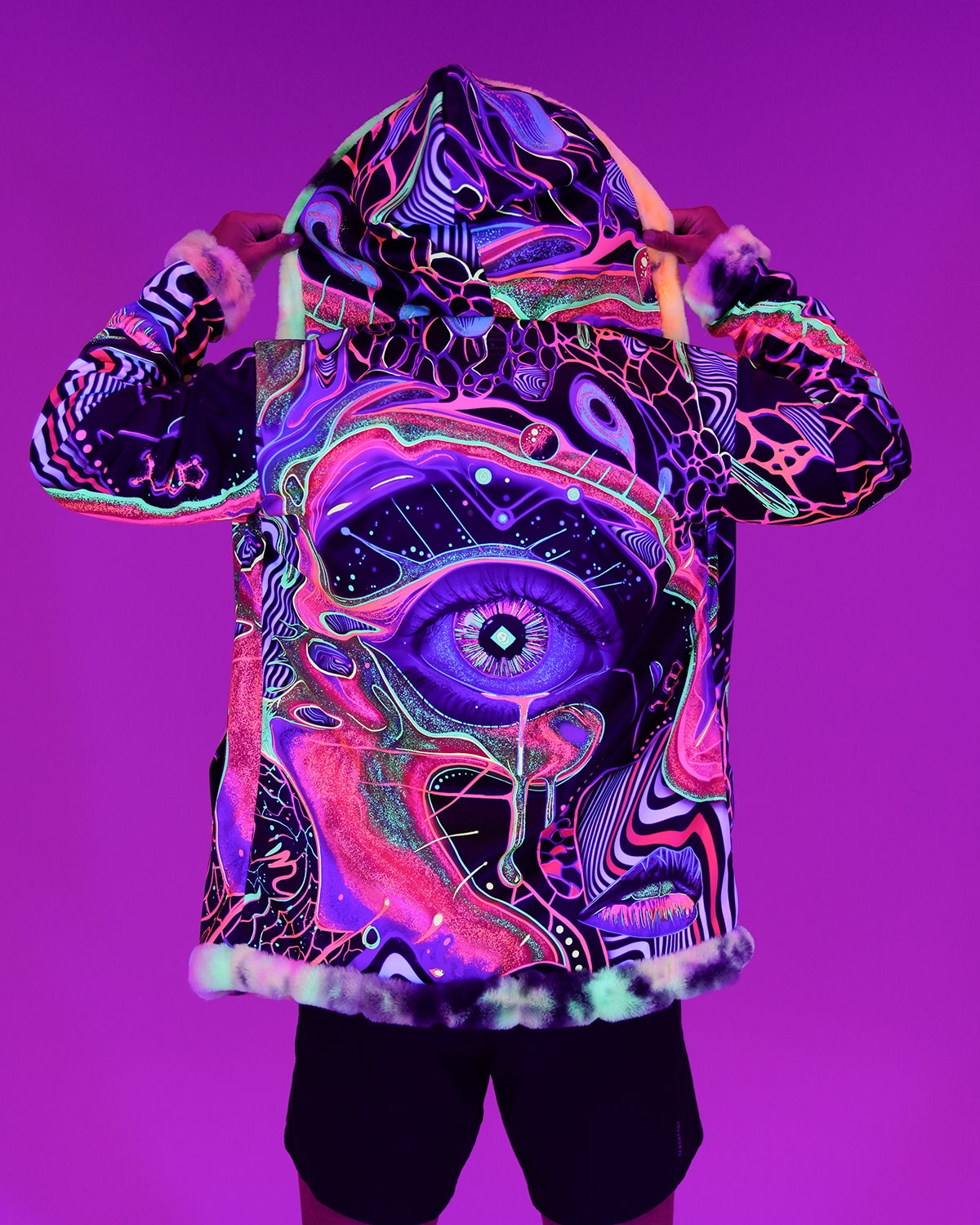 Drip 'n Dose Reversible Faux Fur Jacket – Liquid Dreams Drip 'n Dose Reversible Faux Fur Jacket – Liquid Dreams
