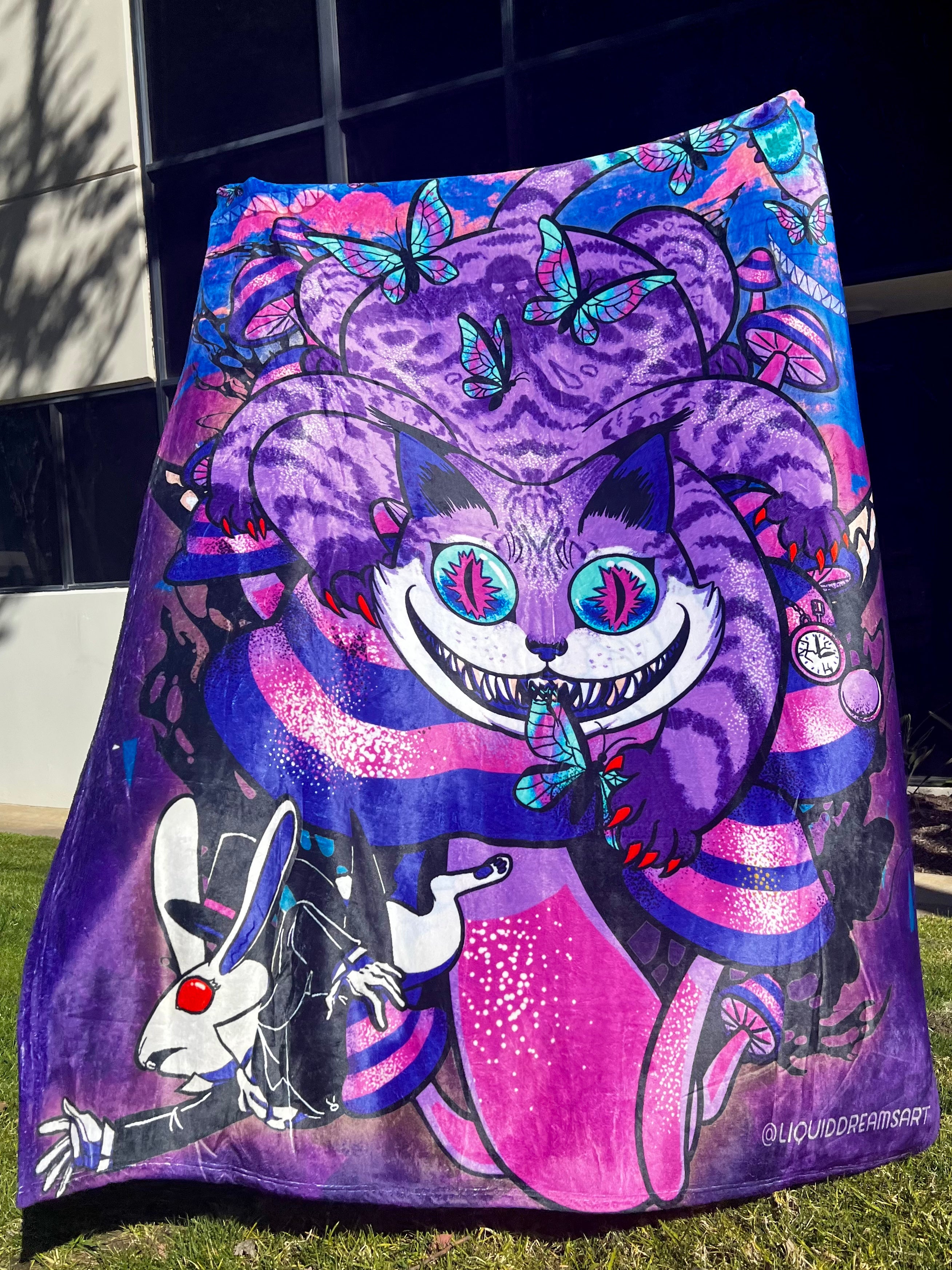 Cheshire Cat and Alice Double Sided Blanket
