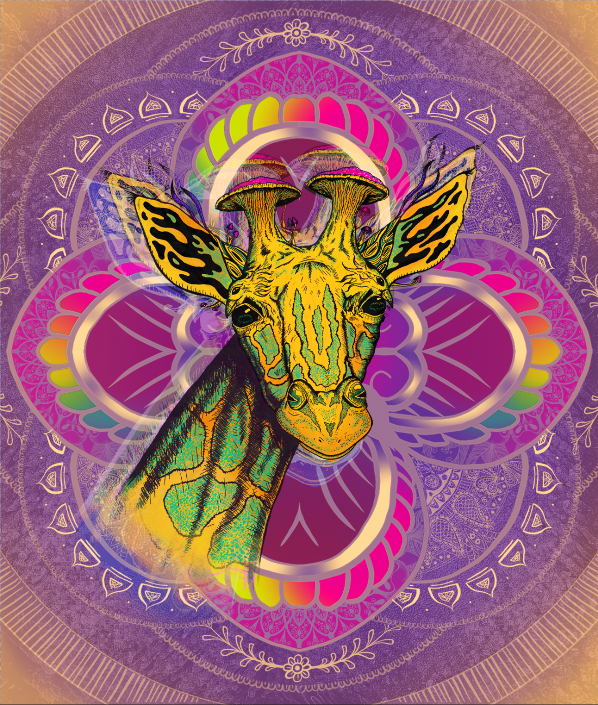 Mushroom Giraffe Tapestry Made In USA Liquid Dreams