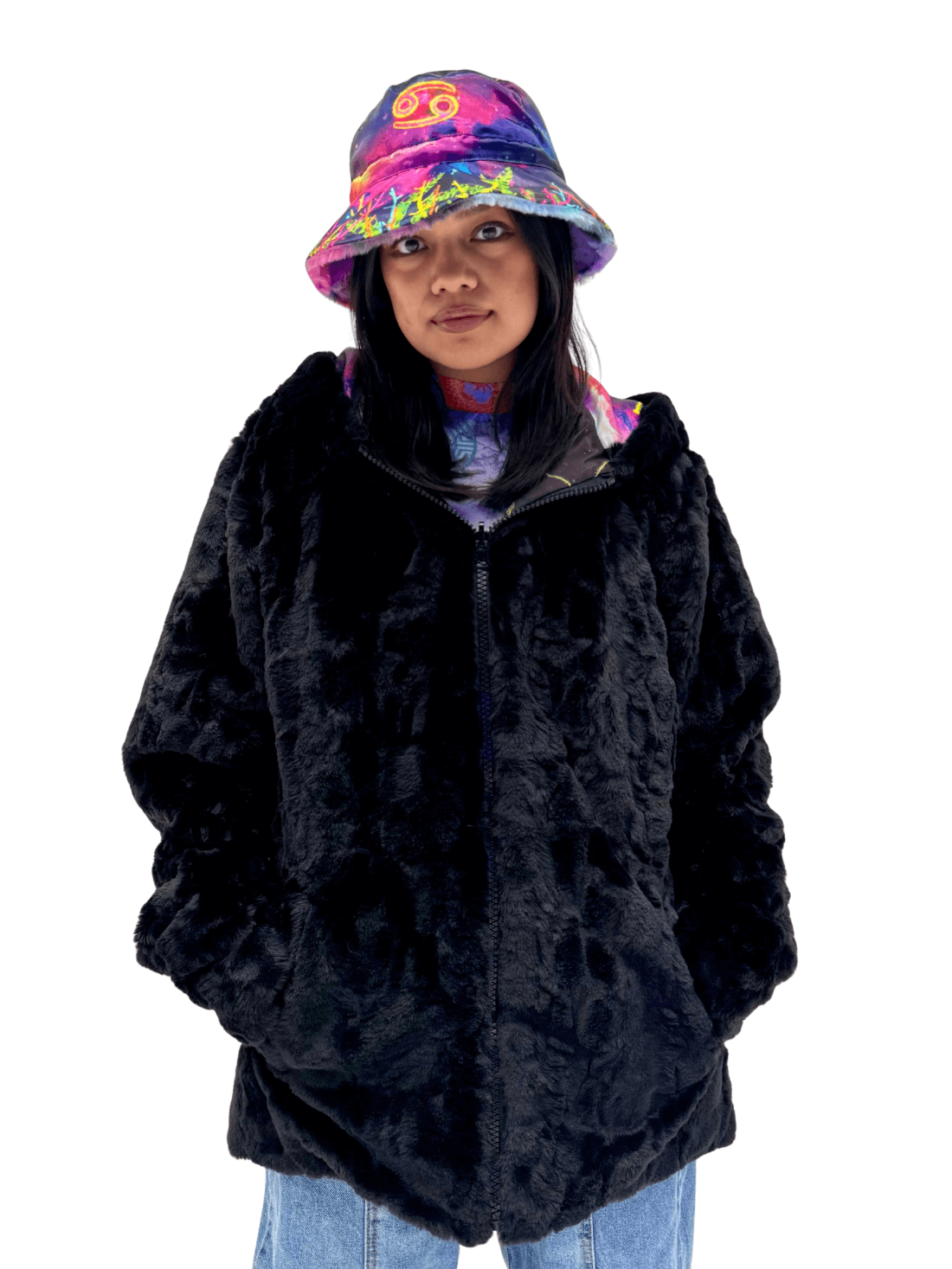 Zodiac Dreams ♋️ Cancer Reversible Faux Fur Jacket