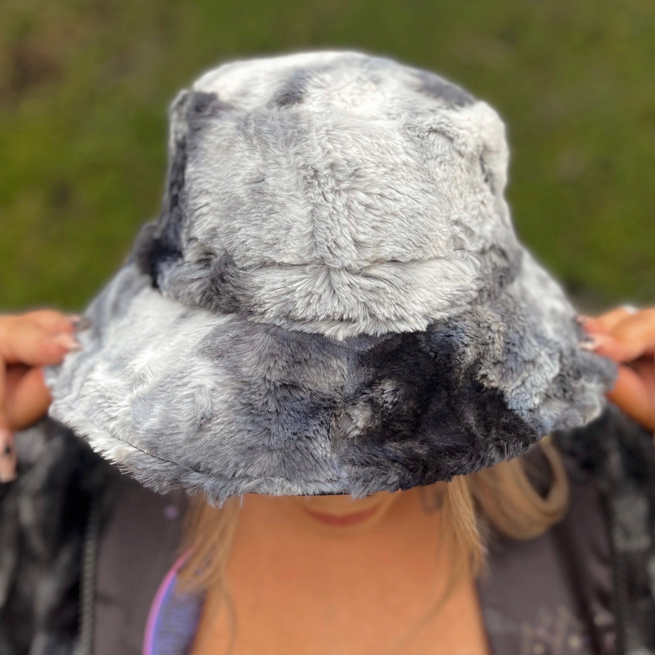Gray Marble Wolf Bucket Hat