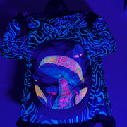 Black Glow Shroom Reversible Faux Fur Jacket
