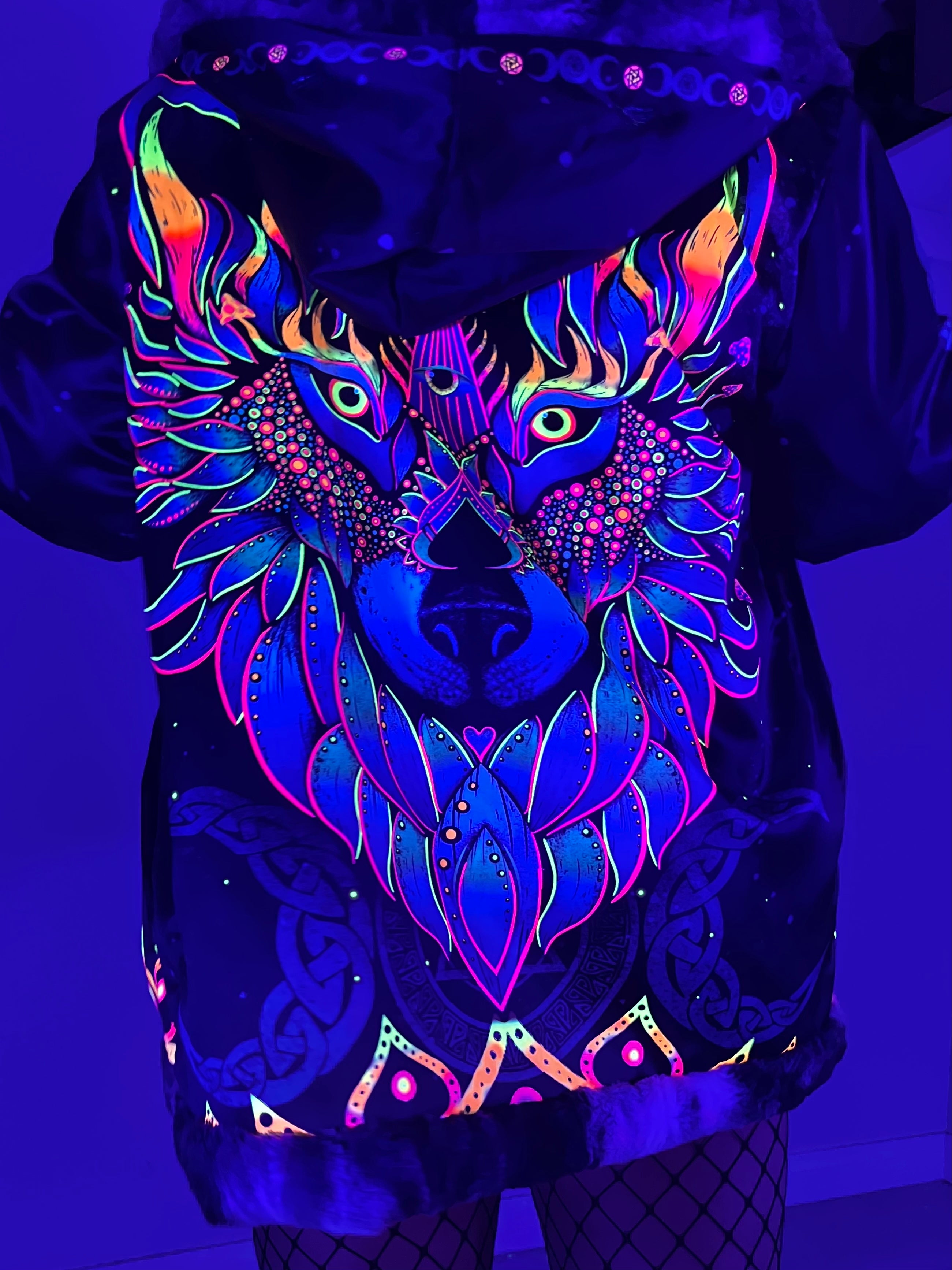 Galaxy Wolf Reversible Faux Fur Jacket