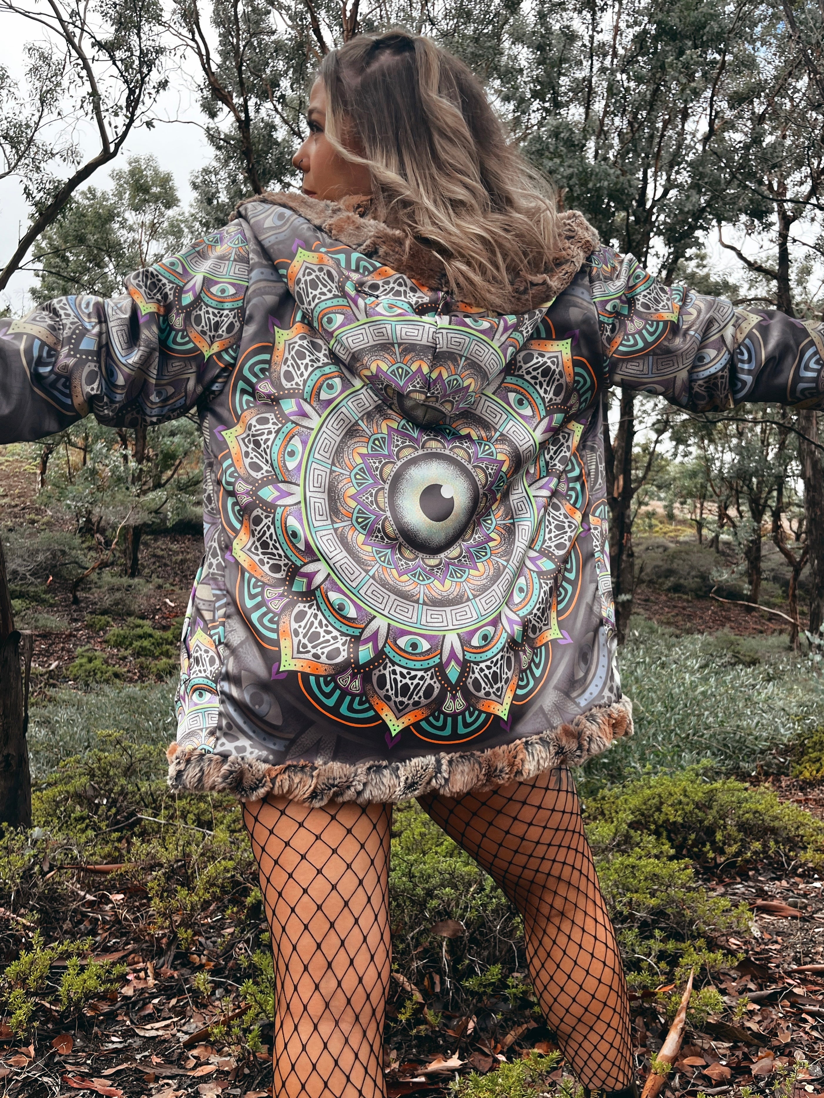 Wildcat Mandala Reversible Faux Fur Jacket