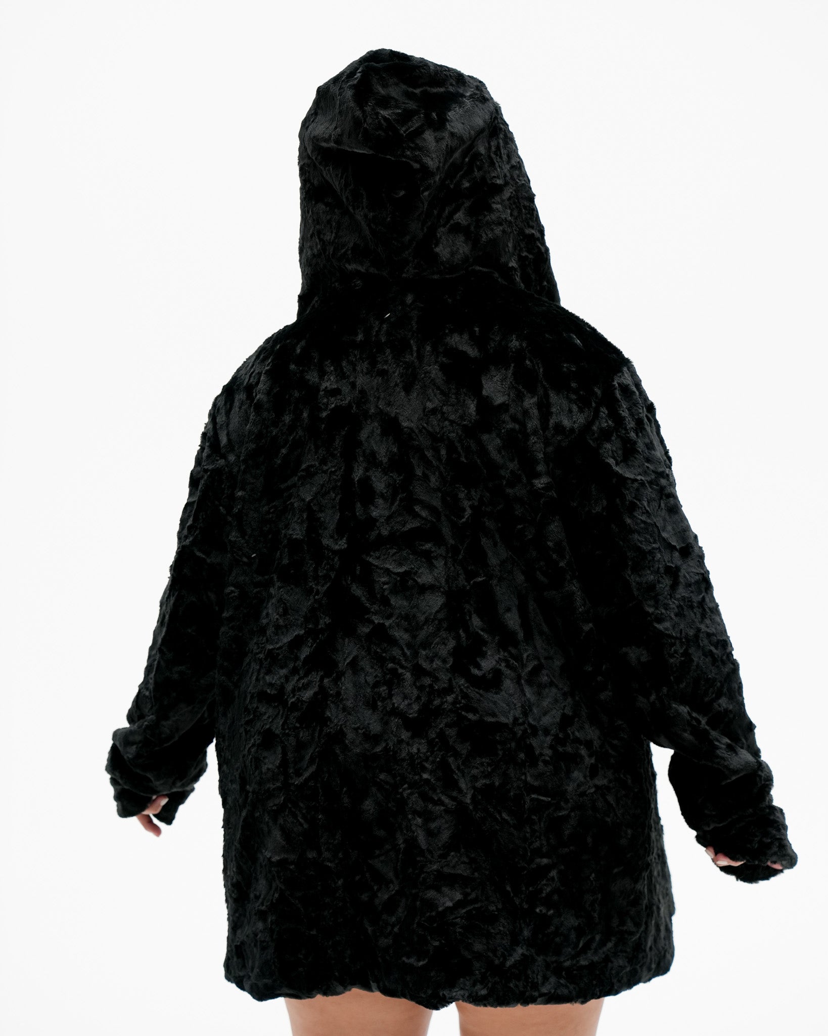 Black Nine Tails Reversible Faux Fur Jacket