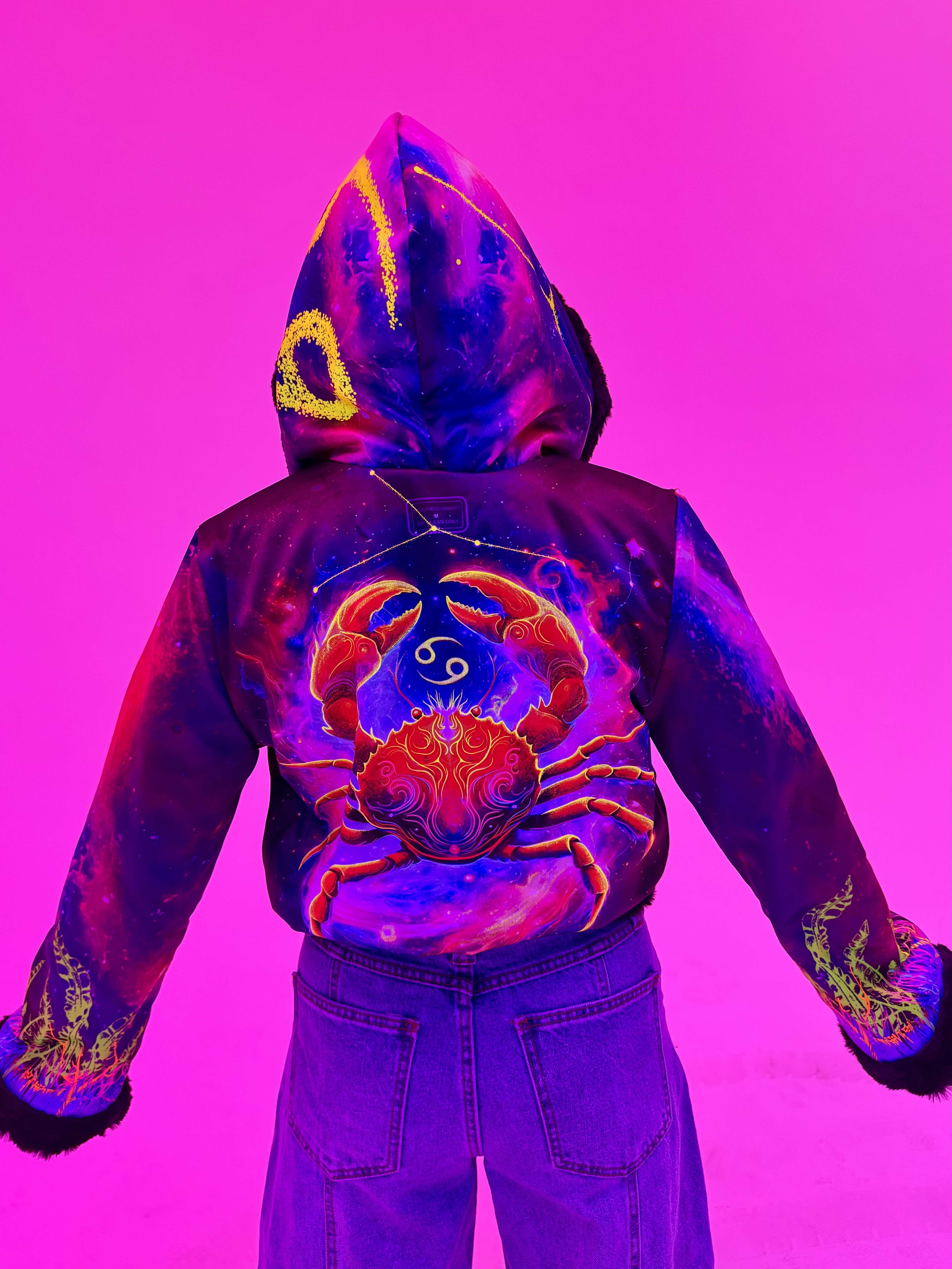 Zodiac Dreams ♋️ Cancer Reversible Faux Fur Jacket