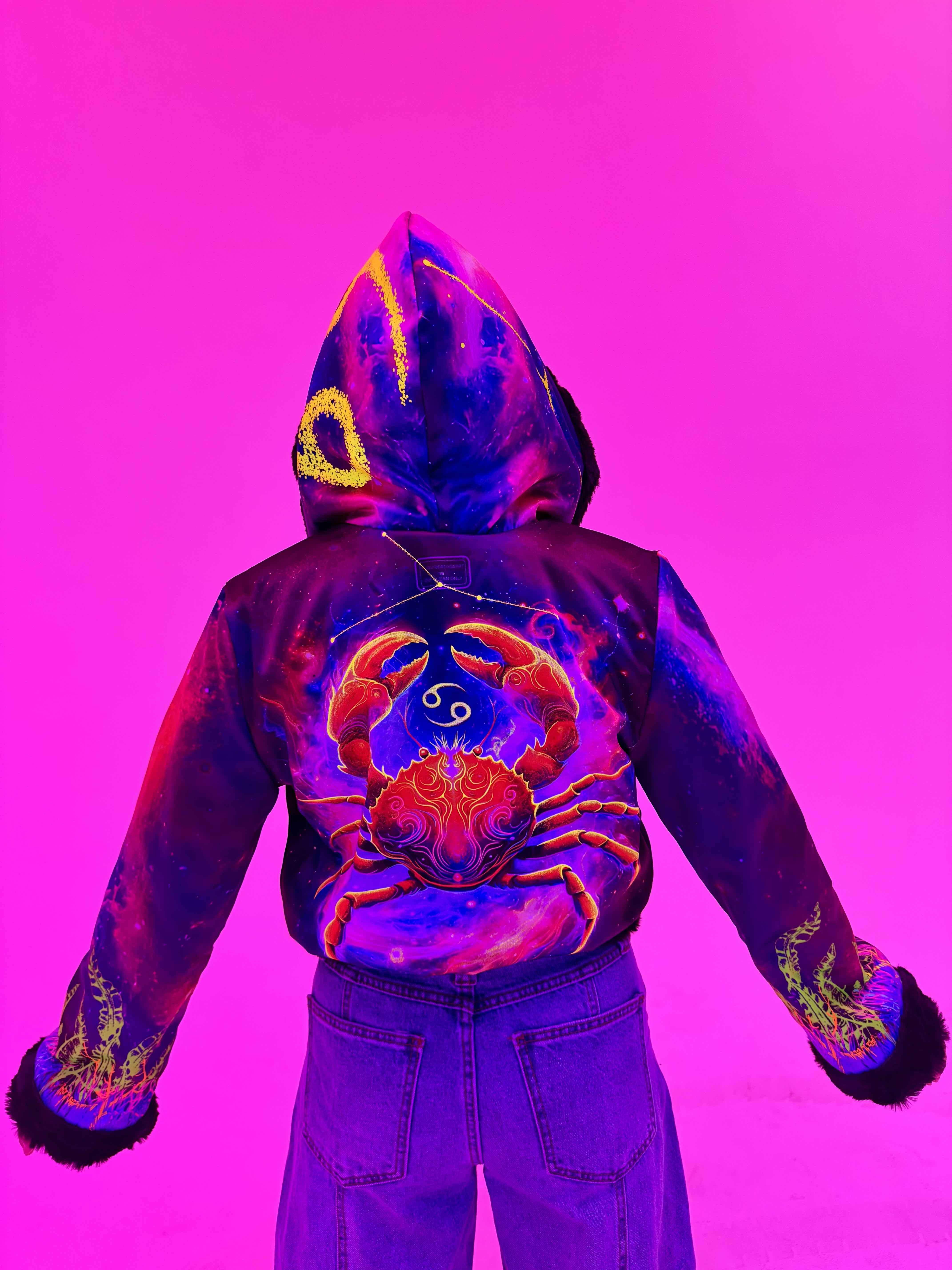Zodiac Dreams ♋️ Cancer Reversible Faux Fur Jacket