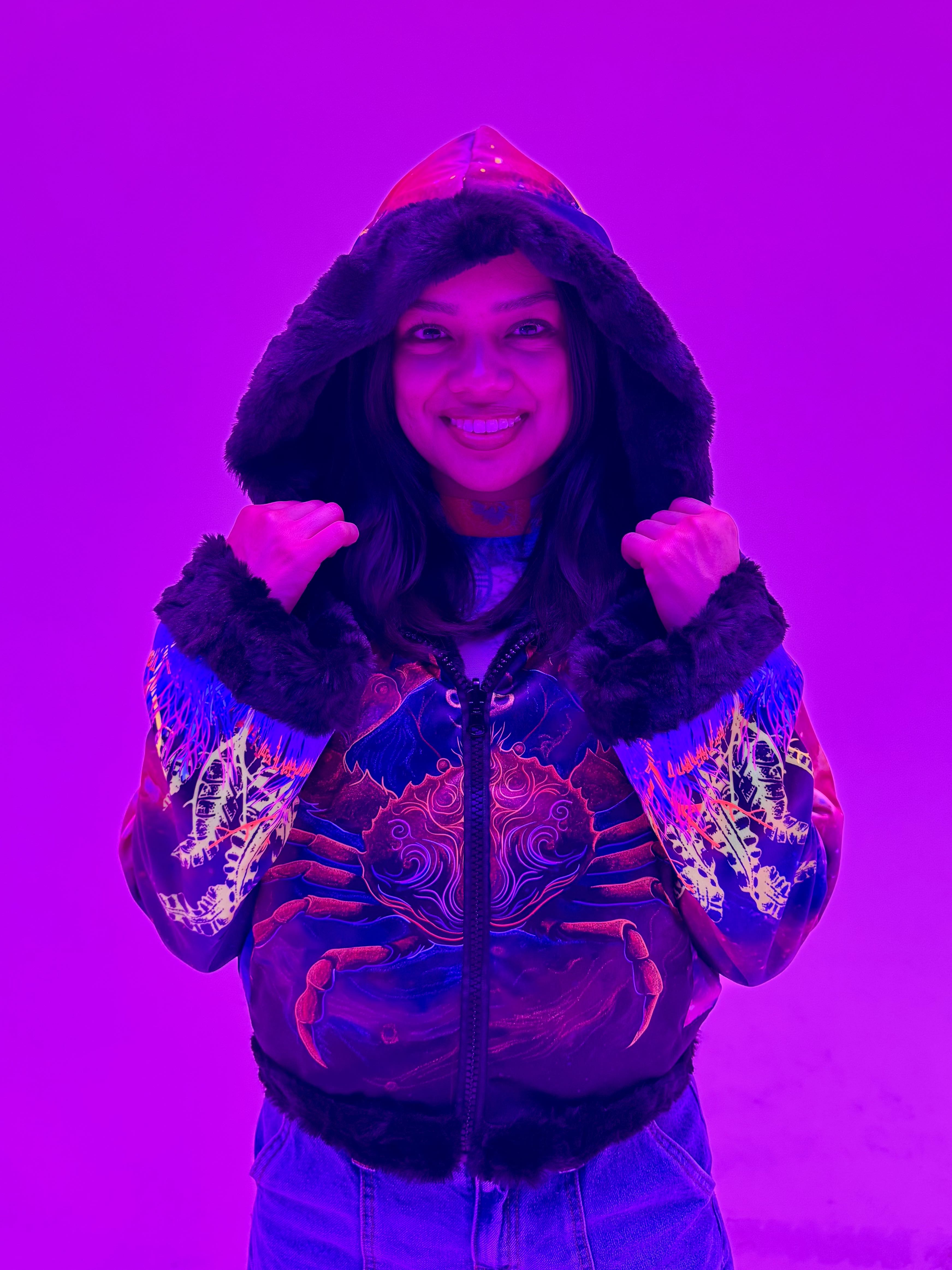 Zodiac Dreams ♋️ Cancer Reversible Faux Fur Jacket