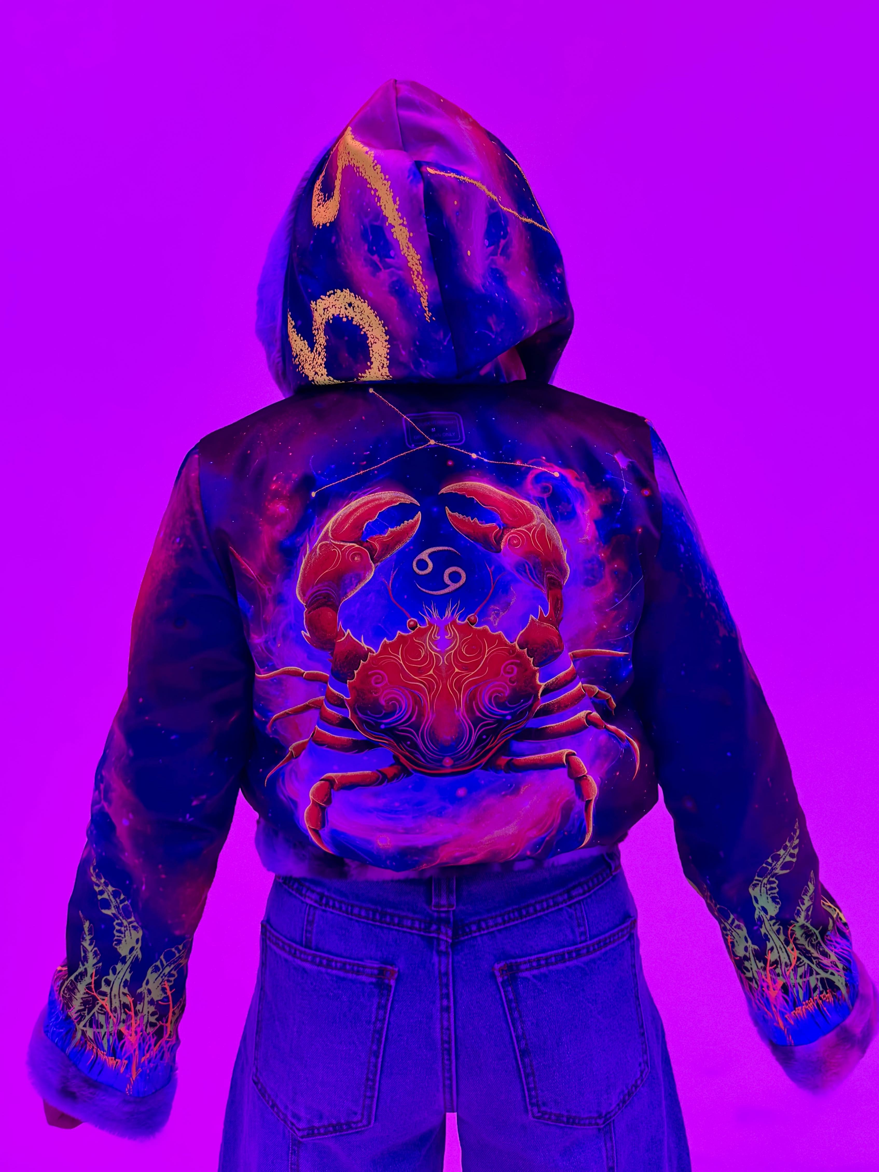 Zodiac Dreams ♋️ Cancer Reversible Faux Fur Jacket