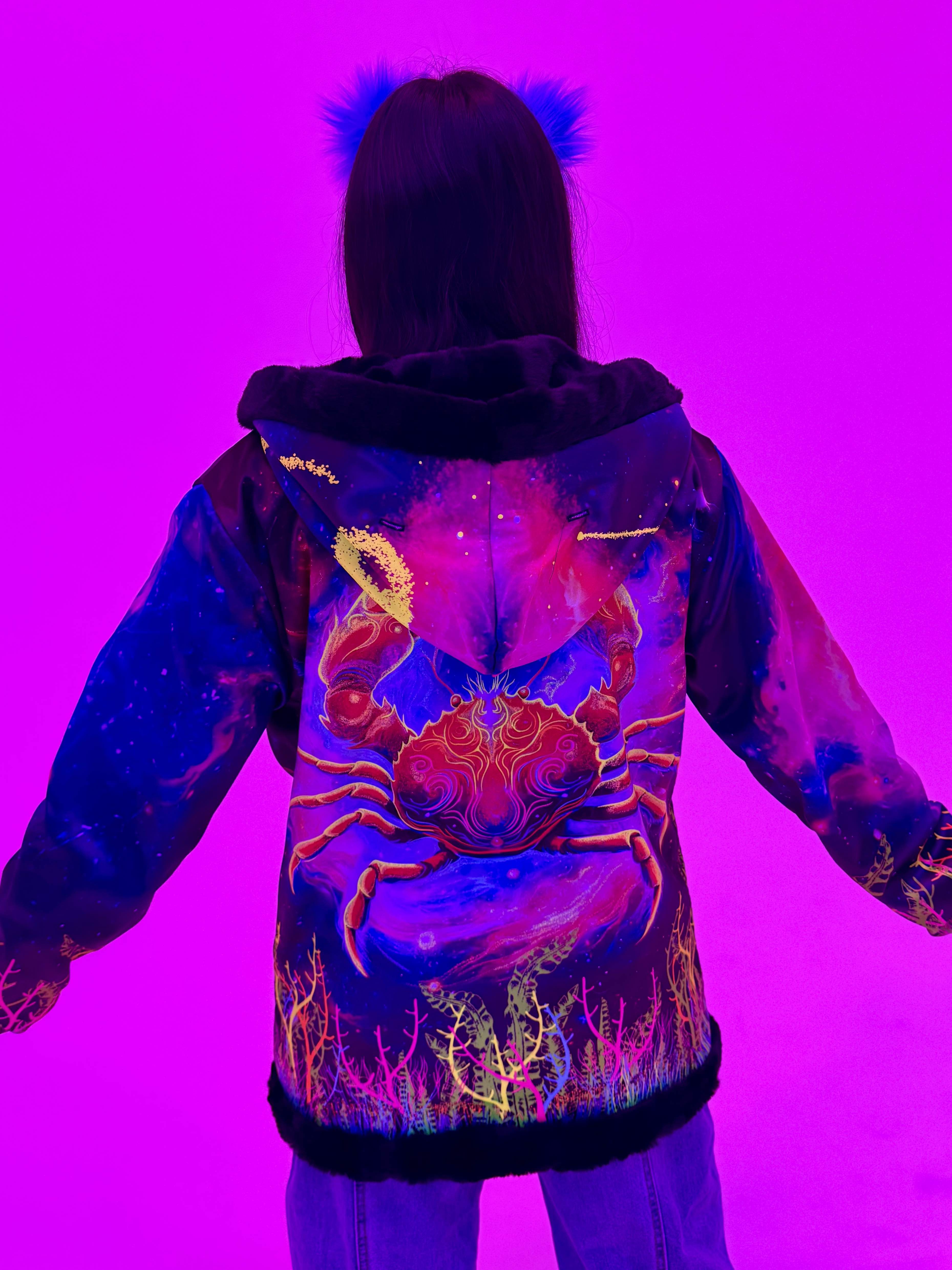 Zodiac Dreams ♋️ Cancer Reversible Faux Fur Jacket