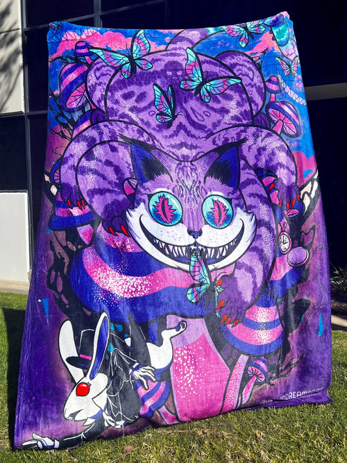 Cheshire Cat and Alice Double Sided Blanket