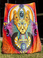 Sphynx and Wildcat Mandala Double-Sided Blanket