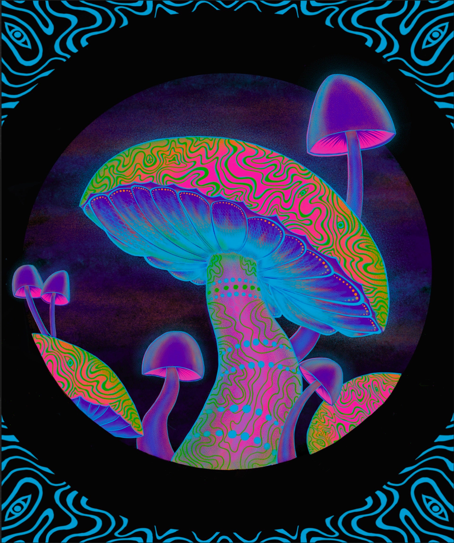 Glow Shroom Tapestry